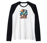 Cosmic Vibes Only Retro Space Rocket Planet Galaxy Aesthetic Maglia con Maniche Raglan