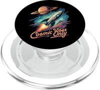 Cosmic Vibes Only Retro Space Rocket Planet Galaxy Aesthetic PopSockets PopGrip per MagSafe