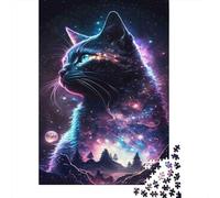 Cosmico Cat Puzzle Galaxy Silhouette 1000 Pezzi Carta Riciclata Per Donne, Regali Per Uomini Puzzle per Adulti Gioco Educativo E Stimolante 52x38cm/1000pcs