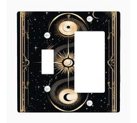 Cosmico Serpent Light Switch Cover Piastre / Coperture di uscita, Nero e Oro Celeste Design per la Decorazione Domestica, Piastre da Parete Termoplastiche, Dimensioni Standard Toggle Rocker