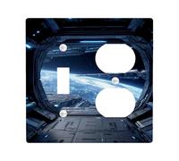 Cosmico Space Light Switch Cover Piastra/Outlet, Deep Blue Universe per Home Décor, Piastre da parete in termoplastica, dimensioni standard Toggle Duplex
