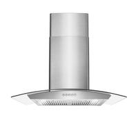 COSMO 668A750 Wall Mount Range Hood 380-CFM with Ducted Glass Chimney Kitchen Stove Vent, LED Light, 3 Speed Exhaust Fan, Permanent Filter, Stainless Steel (30 inch)