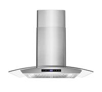 COSMO 668WRCS75 Wall Mount Range Hood with Ducted Exhaust Vent, 3 Speed Fan, Soft Touch Controls, Tempered Glass, Permanent Filters in Stainless Steel, 30 inches