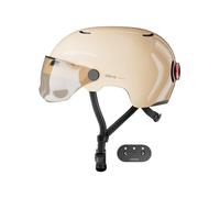 Cosmo Connected - Cosmo Fusion - Casco Smart per Bici e Scooter con Visiera, Misura Adulto - Frecce, Luce Freno Automatica, Condivisione Itinerario, Rilevamento Cadute - Sabbia Lucida