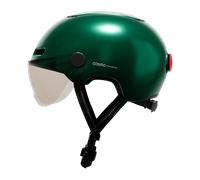 Cosmo Fusion+ - Casco con illuminazione Posteriore Intelligente e Connesso per Bicicletta - Luce di Stop, Rilevamento di Caduta Automatico, Condivisione di Percorso, Verde Abete Metallico - Nouvo