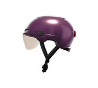 Cosmo Fusion+ taglia M, viola - Casco con illuminazione posteriore per bicicletta intelligente e connessa - luce di stop automatica, rilevamento cadute, condivisione del percorso, assicurazione indivi