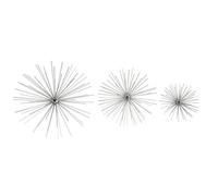 CosmoLiving by Cosmopolitan Decorazione da parete 3D Starburst in metallo, set di 3 6", 9", 11" W, Argento