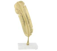 CosmoLiving by Cosmopolitan Glam Aluminum Sculpture Scultura Piuma, Metallo, Oro/Bianco, 2" D x 6" W x 12" H
