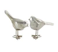 CosmoLiving by Cosmopolitan Polystone Bird Decorative Sculpture Home Decor Statues, Set of 2 Accent Figurines 7", 8"H, Gray