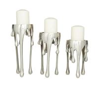 CosmoLiving by Cosmopolitan Portacandele in alluminio contemporaneo, set di 3 30,5 cm, 25,4 cm, 20,3 cm H, argento