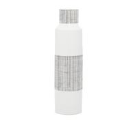CosmoLiving by Cosmopolitan Vaso in ceramica con accenti a righe grigie, 15,2 x 15,2 x 55,9 cm, bianco