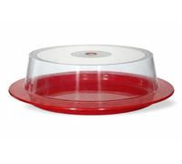 Cosmoplast Piatto Microonde Rosso Con Coperchio Paraschizzi - Piatto Per Riscaldare Cibi In Microonde Con Copertura Anti Schizzi Riutilizzabile Ideale Per Pasta Riso Piatti Pronti E Avanzi