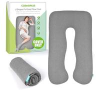 COSMOPLUS Federa per cuscino per gravidanza a forma di U, per la maternità, tessuto jersey elasticizzato e traspirante, fornisce supporto per sonno e gravidanza, grigio chiaro