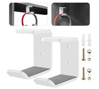 Cosmos 2 ganci per cuffie da appendere sotto la scrivania, ganci per cuffie, ganci per montaggio a parete con nastro adesivo e set di viti, compatibili con cuffie da DJ per PC, in acrilico (bianco