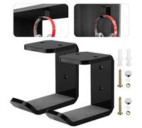 Cosmos 2 ganci per cuffie da appendere sotto la scrivania, ganci per cuffie, ganci per montaggio a parete, con nastro adesivo e set di viti, compatibili con cuffie da DJ per PC, in acrilico (nero