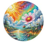 Cosmos BipinnatusJigsaw Puzzle 1000 Pieces for Adults Round FlowerCreative Challenging Puzzle Toy1000pcs (67.5x67.5cm)