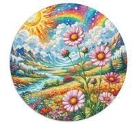 Cosmos BipinnatusJigsaw Puzzles 1000 Piece for Adults Kids Round FlowerCreative Challenging Toys Gift1000pcs (67.5x67.5cm)
