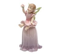 Cosmos SS-CG-20820, Statuetta di Fata Seduta su Tulipano Viola, 11,4 cm, Porcellana, Rosa, 2 3/8" x 2 1/2" x 4 1/2" H