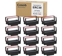 Cosob Confezione da 24 nastri ERC30 neri e rossi ERC-30 ERC30 34 38 B/R compatibili con stampanti Epson TM-U220 M188B ERC30 ERC34 ERC38 NK506