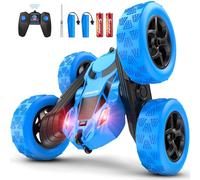 cosone Macchina Telecomandata, RC Acrobatica con Fari 2.4GHZ Auto Telecomandata Giocattoli per Ragazzi 4WD Fuoristrada Auto Acrobatica Bifacciale Girevole a 360°, per 6+ Anni Ragazzi (Blu-N)