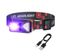 COSOOS Lampada frontale a LED con 9 modalità di illuminazione, impermeabile, mini lampada frontale con sensore di movimento, per campeggio, pesca, ricerca di urine, ricerca di cimici e scorpioni