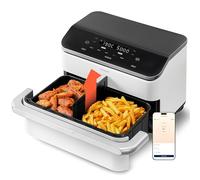 COSORI Friggitrice ad Aria 10 Litri, 7 in 1 Dual Blaze TwinFry con Doppio Cestello 5L & 5L e Separatore Rimovibile, 2800W Air Fryer WiFi con Doppia Resistenza, 40-240℃, 70 Ricette Online, Bianco