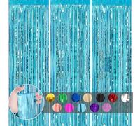COSORO 3 pezzi Tenda per Porta in Lamina Glitterata Tinsel, 3,2ft x 6,5ft Frange in Lamina con Nappe Luccicanti Decorazioni di Sfondo per Compleanno Bambini Festa Frozen