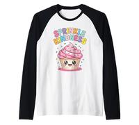 Cospargi la gentilezza Carina Amante del Cupcake Kawaii Maglia con Maniche Raglan