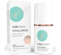 Cosphera Crema da notte Hyaluron 100% vegana - Cura notturna per rughe, borse e occhiaie 30 ml - Crema viso per donne e uomini