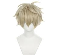 Cosplay Anime parrucca sintetica, Parrucca corta gialla con capelli lisci anime e frangia