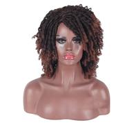 Cosplay Capelli Parrucche afro ricce corte da 16 "/40 cm per donne nere Parrucca sintetica nera con dreadlock corto marrone misto nero Parrucche twist Capelli Finti