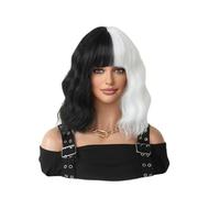 Cosplay Capelli Parrucche da 35 cm per le donne Parrucca Bob ondulata Ombre con frangia Capelli sintetici di media lunghezza Onda d'acqua Parrucche bianche nere Capelli Finti