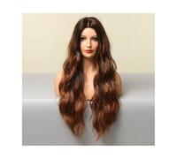 Cosplay Capelli Parrucche ondulate lunghe da 28 "/70 cm per le donne Parrucche ricce ondulate parte centrale Parrucche bionde Ombre Parrucca sintetica ondulata lunga Capelli Finti