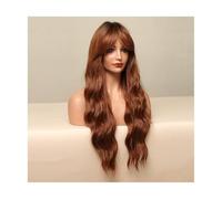 Cosplay Capelli Parrucche ondulate lunghe da 28 "/70 cm per le donne Parrucche ricce ondulate parte centrale Parrucche bionde Ombre Parrucca sintetica ondulata lunga Capelli Finti