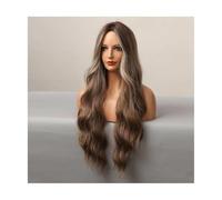 Cosplay Capelli Parrucche ondulate lunghe da 28 "/70 cm per le donne Parrucche ricce ondulate parte centrale Parrucche bionde Ombre Parrucca sintetica ondulata lunga Capelli Finti