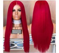Cosplay Capelli Parrucche rosa Ombre Parrucche rosa lunghe diritte per le donne bianche Parrucca lunga diritta in seta Parrucca lunga diritta con parte centrale sintetica Capelli Finti