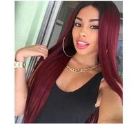 Cosplay Capelli Parrucche rosa Ombre Parrucche rosa lunghe diritte per le donne bianche Parrucca lunga diritta in seta Parrucca lunga diritta con parte centrale sintetica Capelli Finti