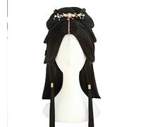 Cosplay Hanfu parrucche donne cinese tradizionale antico Hanfu parrucche cosplay femminile prop copricapo parrucche nere lunghe diritte for le donne