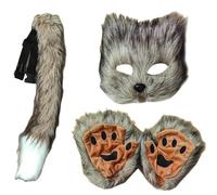 Cosplay lupo maschera pelosa kit maschera maschera travestimento gatto peloso halloween divertente kit accessori costume halloween maschera cosplay mezza faccia danza