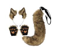 Cosplay orecchie e coda di volpe adorabili guanti con zampe per night club