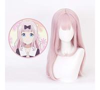 Cosplay parrucca kaguya-sama amore è war chika fujiwara cosplay parrucca per donne ragazze sintetiche capelli sintetici 60 cm di lunghezza dritta co-cos party parrucca rosa