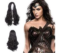 Cosplay parrucca principessa Diana meraviglia COSPLAY Wig Woman nera Black Long Curly Synthetic Hair Halloween COSTUME PARTICHI