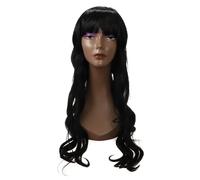 Cosplay Parrucche 25.5" Nero riccioo Parrucca Lunga Capelli con Frangia