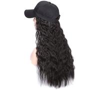 Cosplay Parrucche Cappelli Da Parrucca Da Donna Ondulati Neri Marroni, Berretto Da Baseball Sintetico A Onde Lunghe In Seta Ad Alta Temperatura Con Accessori for Capelli Ondulati Parrucca Quotidiana (