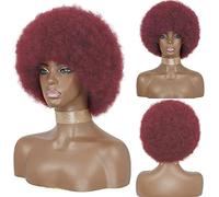 Cosplay Parrucche Morbida Parrucca Afro Anni '70 Per Le Donne Parrucche Afro Crespi Capelli Ricci Parrucca Afro Corta Naturale Riccia Parrucca Quotidiana (Color : Rot, Size : A)