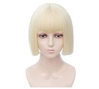 Cosplay Parrucche Parrucca Con Frangia Parrucche Corte Per Donna Parrucca Sintetica Con Taglio A Caschetto Parrucche Alla Moda Parrucca Quotidiana (Color : Gold, Size : 10in)