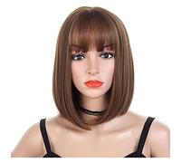 Cosplay Parrucche Parrucca Corta Marrone Bob, Acconciature A Strati Dritti Naturali Parrucca Bob Marrone Per Donna Parrucca Quotidiana