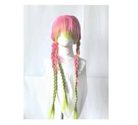 Cosplay Parrucche Parrucca da Donna, Rosa Verde Parrucche con Trecce Sfumate con Cuffia per parrucca per Halloween Carnevale Anime Natale Compleanno