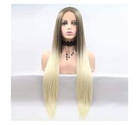 Cosplay Parrucche Parrucca Piena Dritta Da Donna , Parrucca Per Capelli Biondi Sfumati In Oro Bianco Lungo Elegante Abito Quotidiano Da Donna Parrucca Quotidiana