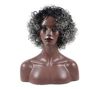 Cosplay Parrucche Parrucca Riccia Naturale Nera Corta, Parrucca Sintetica Ombre, Parrucca Di Ricambio Resistente Al Calore for Capelli Da Donna Parrucca Quotidiana